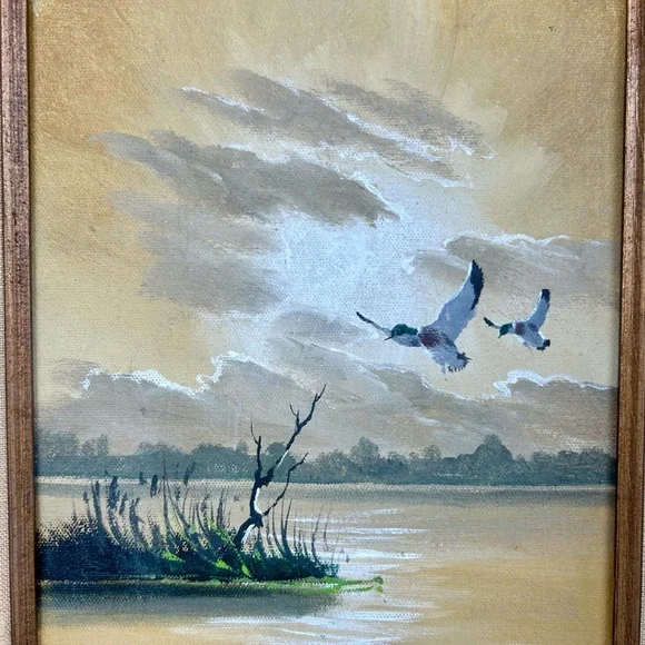 Vintage Duck Pond Oil Painting by Stephen Bellinger (18x16) - Picture 8 of 12